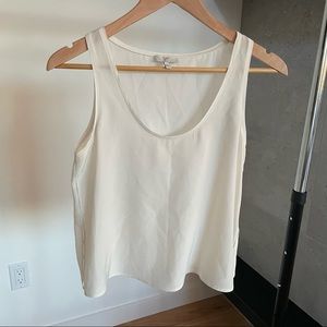 Joie 100% Silk Tank Top with Side Slits, White, Size XS